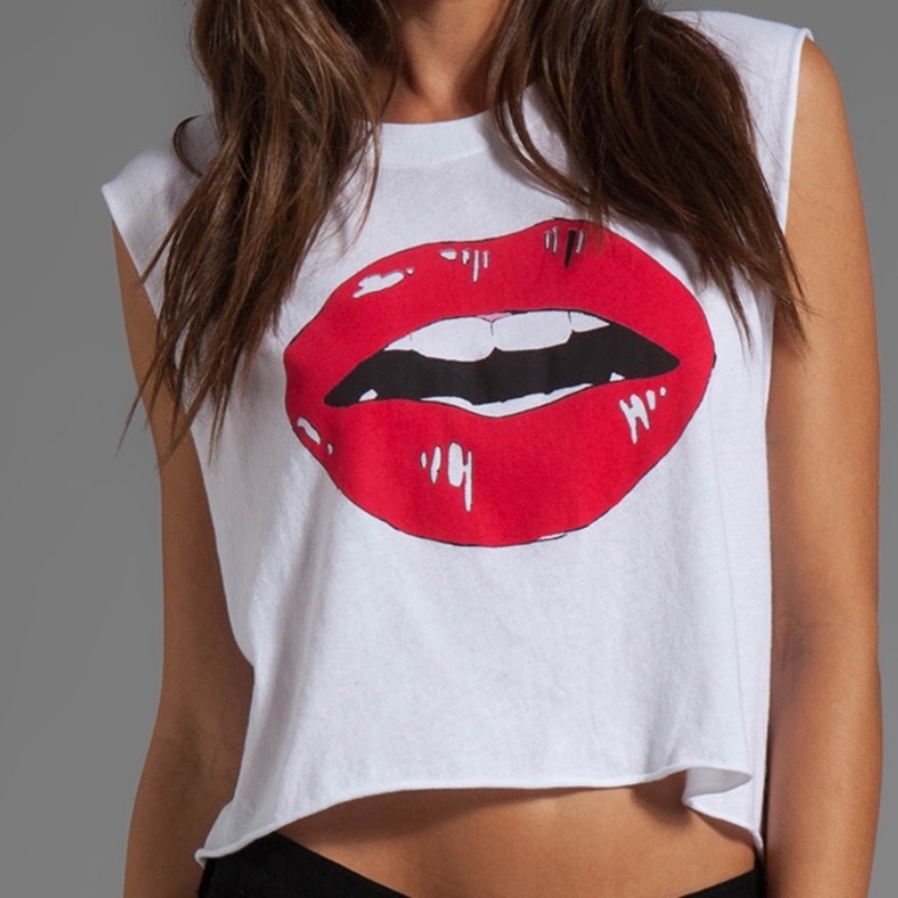 Wildfox Mouth Graphic Muscle Tank - Medium